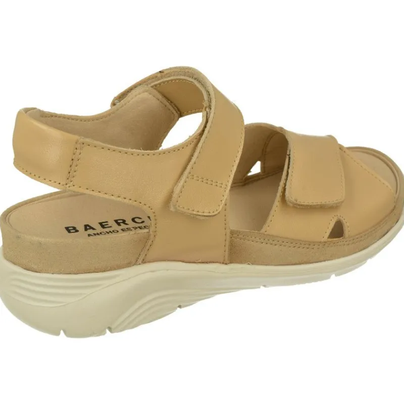 Baerchi Sandalias|Sandalia De Con Doble Tira De Velcro Ajustable En Piel Vacuna, Planta Anatomica Extraible Y Piso De Poliuretano