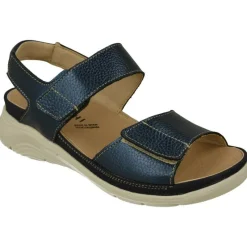 Baerchi Sandalias|Sandalia De Con Doble Tira De Velcro Ajustable En Piel Vacuna Y Piso De Poliuretano Con Planta Extraible