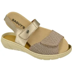 Calzamedi Sandalias|Sandalia De Con Doble Tira De Velcro Y Pala Grabada. Planta Anatomica Extraible Y Piso De Amortiguacion Taupe