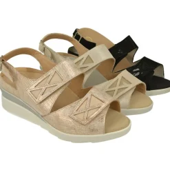 Calzamedi Sandalias|Sandalia De Con Doble Tira De Velcro Ajustable, Piel Brillos Y Planta Anatomica Con Cazoleta Para Plantillas