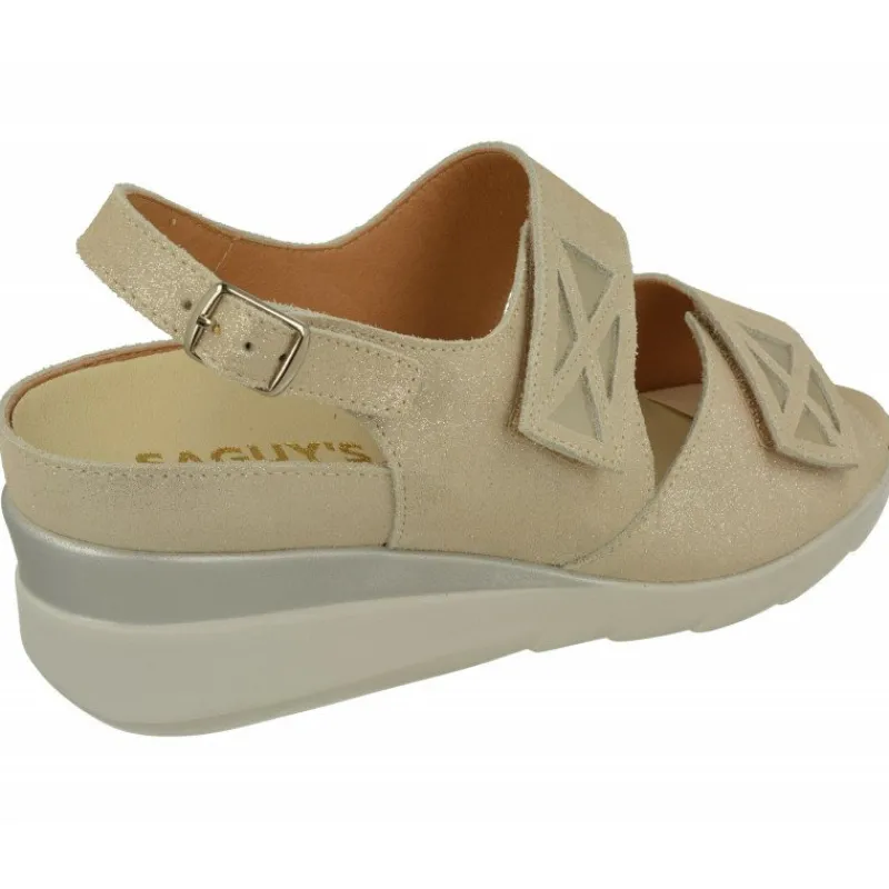 Calzamedi Sandalias|Sandalia De Con Doble Tira De Velcro Ajustable, Piel Brillos Y Planta Anatomica Con Cazoleta Para Plantillas