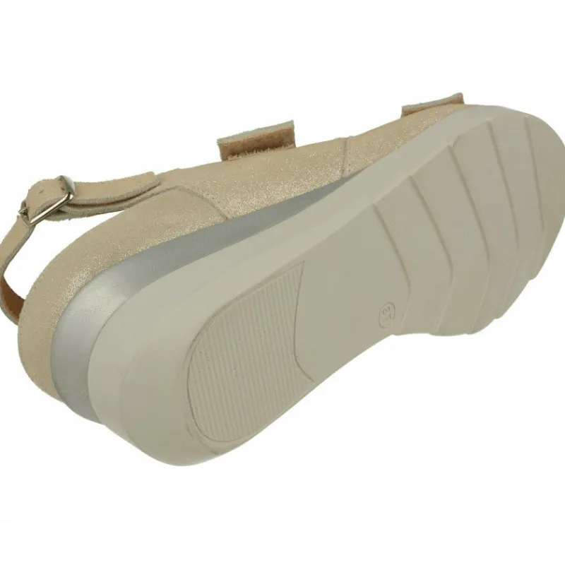 Calzamedi Sandalias|Sandalia De Con Doble Tira De Velcro Ajustable, Piel Brillos Y Planta Anatomica Con Cazoleta Para Plantillas