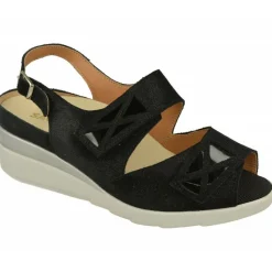 Calzamedi Sandalias|Sandalia De Con Doble Tira De Velcro Ajustable, Piel Brillos Y Planta Anatomica Con Cazoleta Para Plantillas