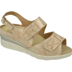 Calzamedi Sandalias|Sandalia De Con Doble Tira De Velcro Ajustable, Piel Brillos Y Planta Anatomica Con Cazoleta Para Plantillas