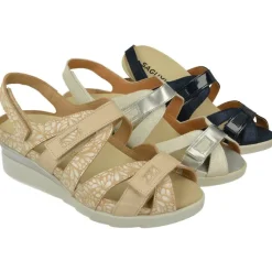Calzamedi Sandalias|Sandalia De De Tiras Cruzadas Con Ajuste Por Velcro En Piel Combinada Con Charol, Planta Extraible Con Doble Cazoleta