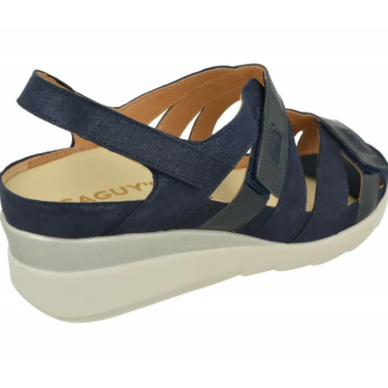 Calzamedi Sandalias|Sandalia De De Tiras Cruzadas Con Ajuste Por Velcro En Piel Combinada Con Charol, Planta Extraible Con Doble Cazoleta