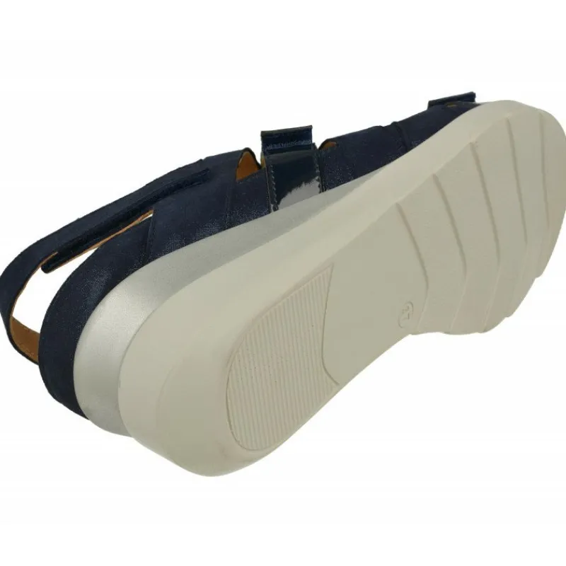 Calzamedi Sandalias|Sandalia De De Tiras Cruzadas Con Ajuste Por Velcro En Piel Combinada Con Charol, Planta Extraible Con Doble Cazoleta