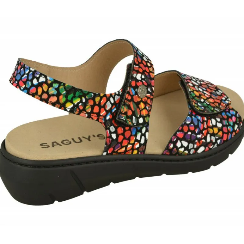 Calzamedi Sandalias|Sandalia De En Piel Vidriera Con Doble Tira De Velcro Ajustable Y Planta De Descanso Movible. Negro