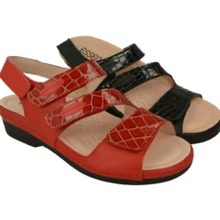 Comfort Class Sandalias|Sandalia De (Essential)Ajuste Por Velcro En Piel Coco Charol Grabado, Planta Anatomica Extraible.