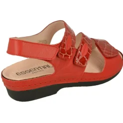 Comfort Class Sandalias|Sandalia De (Essential)Ajuste Por Velcro En Piel Coco Charol Grabado, Planta Anatomica Extraible.