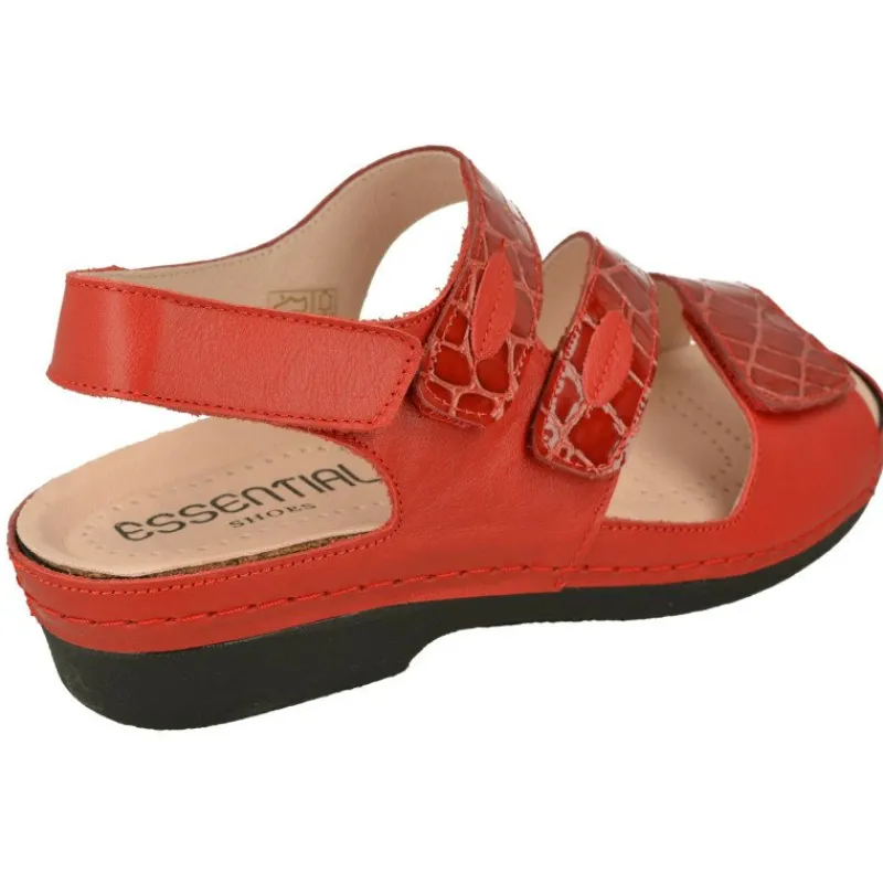 Comfort Class Sandalias|Sandalia De (Essential)Ajuste Por Velcro En Piel Coco Charol Grabado, Planta Anatomica Extraible.