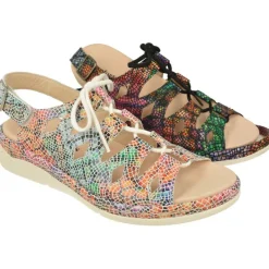 Comfort Class Sandalias|Sandalia De En Piel Estampado De Flores Con Horma De Ancho Especial Y Planta De Descanso Extraible