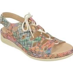 Comfort Class Sandalias|Sandalia De En Piel Estampado De Flores Con Horma De Ancho Especial Y Planta De Descanso Extraible