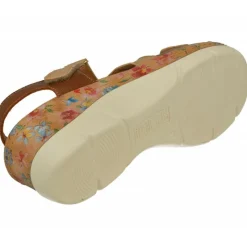 Comfort Class Sandalias|Sandalia De En Piely Nobuck Combinada Con Tiras Cruzadas De Velcro Ajustable Y Cuna Alta Estampada Flores