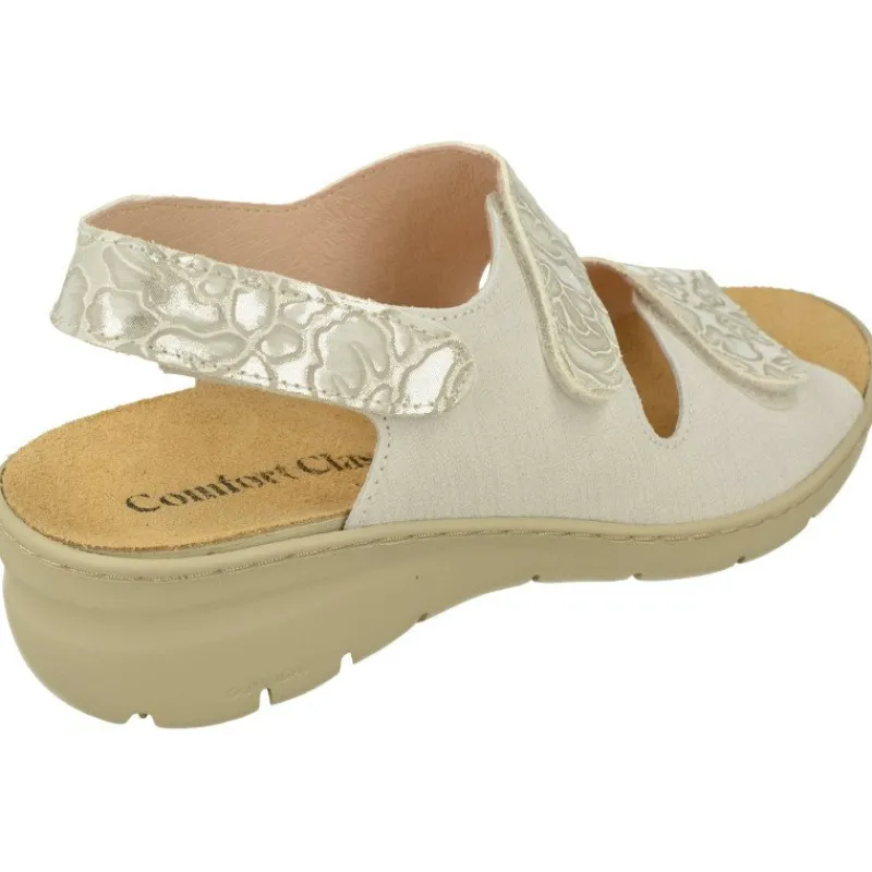 Comfort Class Sandalias|Sandalia De De Triple Velcro Ajsutable Combinada Piel Grabada Y Planta Anatomica Descanso Con Piso Aligerado