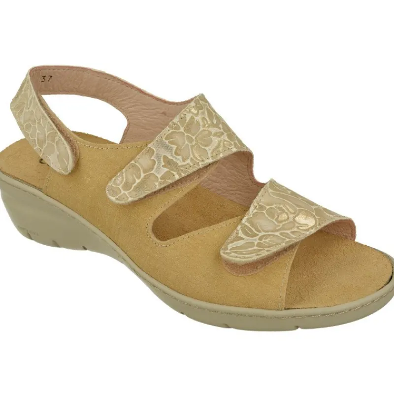 Comfort Class Sandalias|Sandalia De De Triple Velcro Ajsutable Combinada Piel Grabada Y Planta Anatomica Descanso Con Piso Aligerado