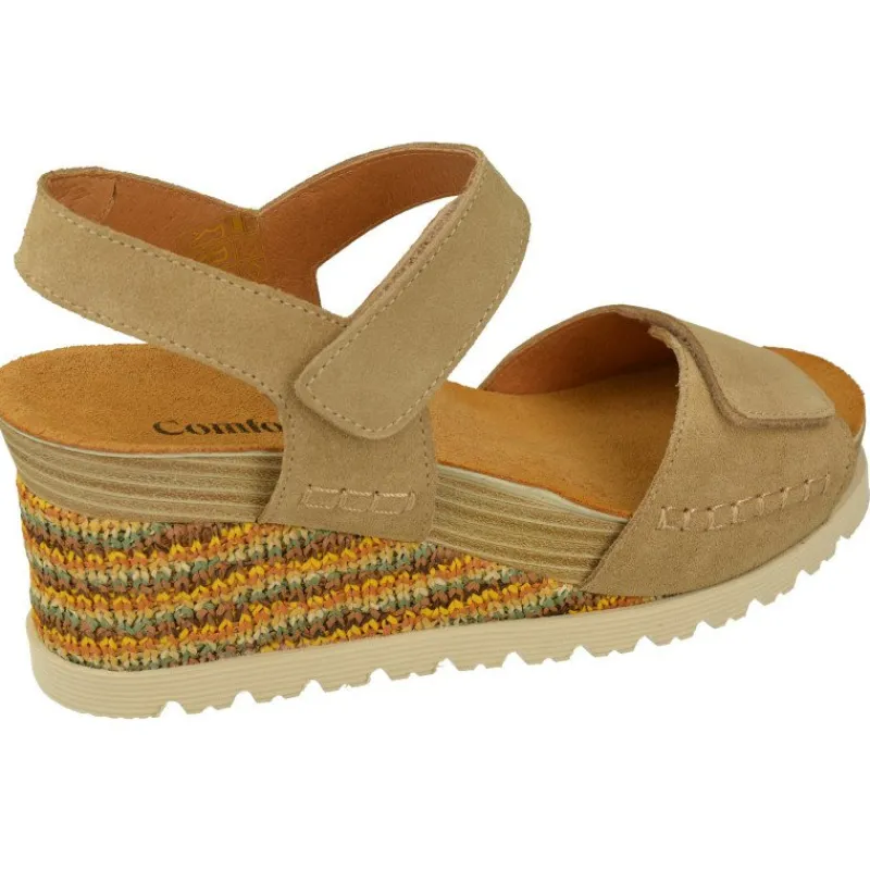 Comfort Class Sandalias|Sandalia De En Piel Serraje Con Doble Tira Ajustable De Velcro Y Cuna Alta Forrada En Tejido. Planta De Descanso E