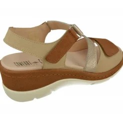 Comfort Class Sandalias|Sandalia De En Piel Combinada Nobuck Con Tiras Cruzadas Con Ajuste Velcro Y Planda Anatomica Extraible