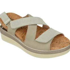 Comfort Class Sandalias|Sandalia De (Essential) De Tiras Cruzadas Con Velcros Ajustables Combinada En Piel Y Tejido, Planta Anatomica Hielo