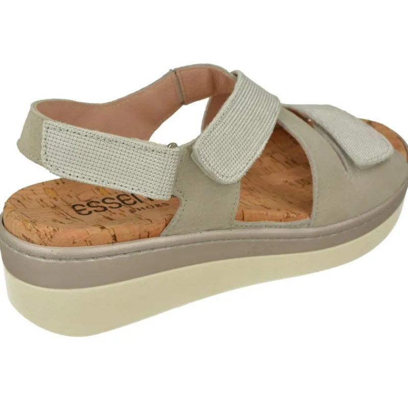 Comfort Class Sandalias|Sandalia De (Essential) De Tiras Cruzadas Con Velcros Ajustables Combinada En Piel Y Tejido, Planta Anatomica Hielo