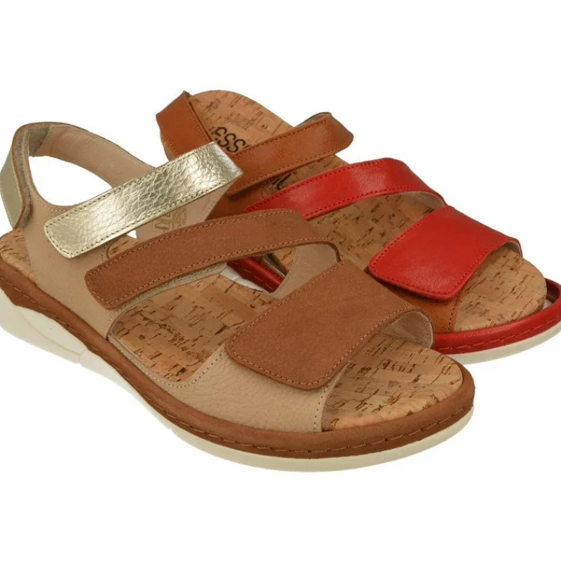 Comfort Class Sandalias|Sandalia De (Essential) En Piel Combinada Con Tiras De Velcro Ajustables, Planta Extraible Y Piso De Poliuretano