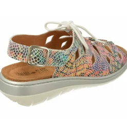 Comfort Class Sandalias|Sandalia De Con Cordones Y Apertura Total En Piel Grabada Con Piso Aligerado Y Planta De Descanso