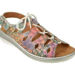 Comfort Class Sandalias|Sandalia De Con Cordones Y Apertura Total En Piel Grabada Con Piso Aligerado Y Planta De Descanso
