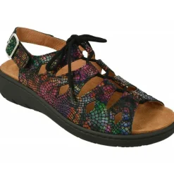 Comfort Class Sandalias|Sandalia De Con Cordones Y Apertura Total En Piel Grabada Con Piso Aligerado Y Planta De Descanso