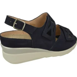 Comfort Class Sandalias|Sandalia De (Essential) Con Doble Tira De Velcro Ajustable En Piel Nobuck Y Planta Extraible, Piso De Cuna Ligera Marino