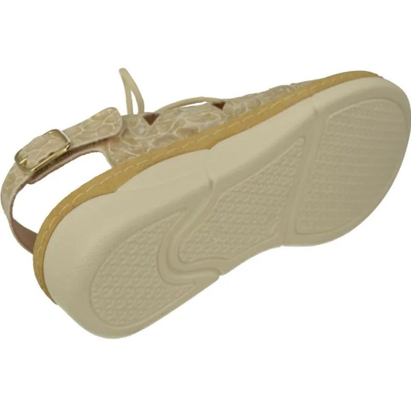 Comfort Class Sandalias|Sandalia De Acordonada Extra Ancha En Piel Grabada, Piso De Poliuretano Y Planta Anatomica Extraible