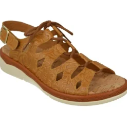 Comfort Class Sandalias|Sandalia De Acordonada Extra Ancha En Piel Grabada, Piso De Poliuretano Y Planta Anatomica Extraible