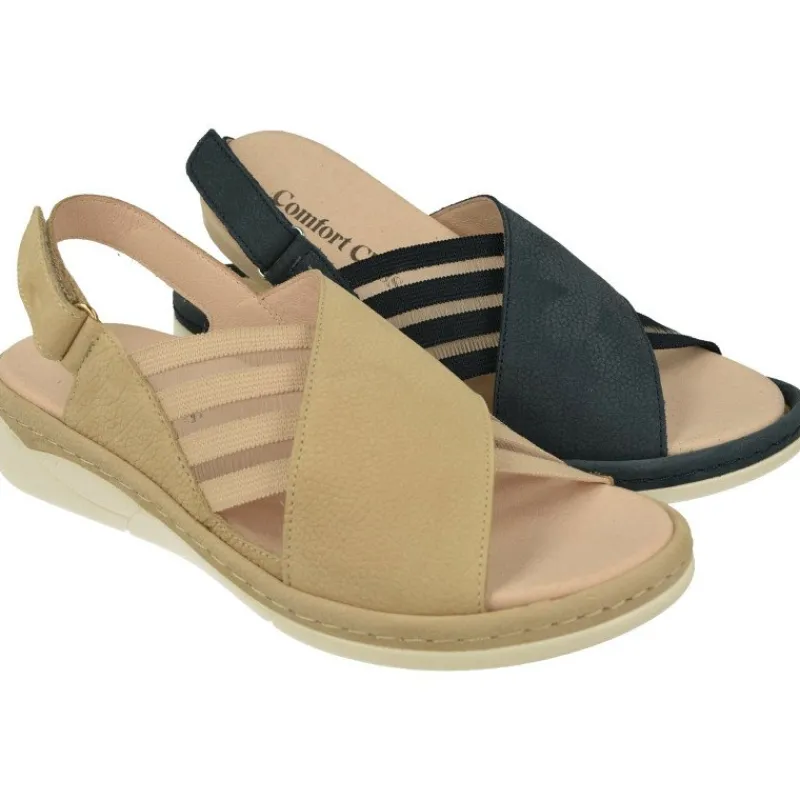 Comfort Class Sandalias|Sandalia De Con Tira Cruzada Y Elasticos Laterales, Piso De Poliuretano Y Planta Extraible