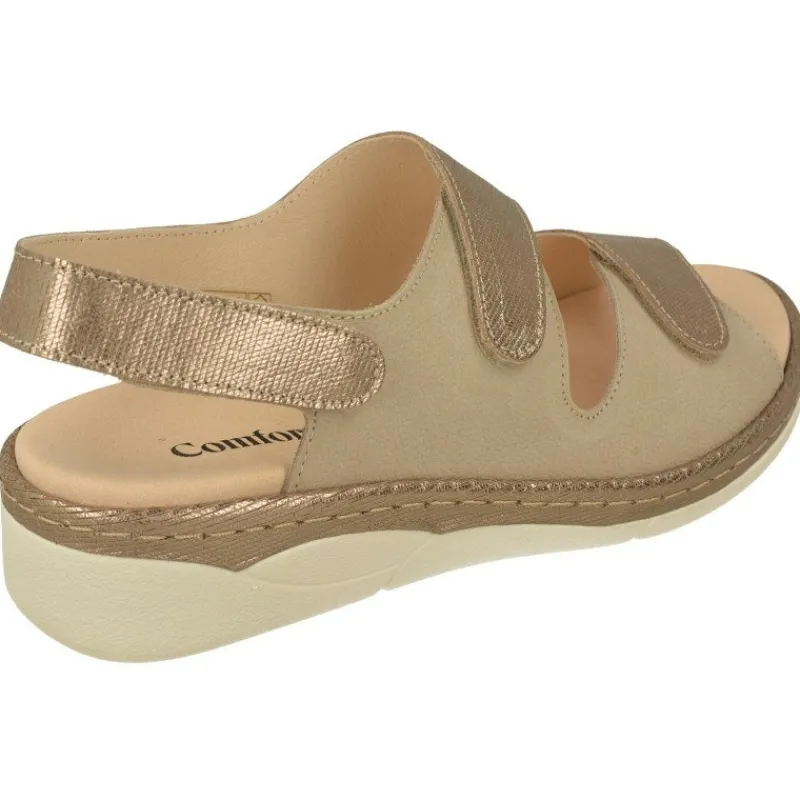 Comfort Class Sandalias|Sandalia De En Piel Vacuna Con Triple Velcro Ajustable Y Cuna Combinada, Planta De Descanso Movible
