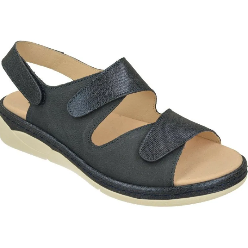 Comfort Class Sandalias|Sandalia De En Piel Vacuna Con Triple Velcro Ajustable Y Cuna Combinada, Planta De Descanso Movible