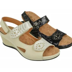 Comfort Class Sandalias|Sandalia De Con Doble Tira De Velcro Ajustable De Piel Estampada Con Cuna Contrastada Y Piso De Descanso