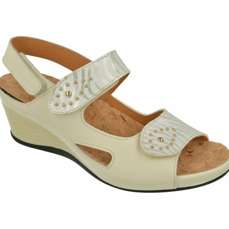Comfort Class Sandalias|Sandalia De Con Doble Tira De Velcro Ajustable De Piel Estampada Con Cuna Contrastada Y Piso De Descanso