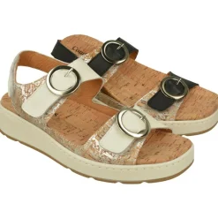 Comfort Class Sandalias|Sandalia De Con Doble Tira De Velcro Con Hebillas. Piel Combinada Con Planta Anatomica Extraible Corcho