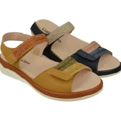 Comfort Class Sandalias|Sandalia De Con Tiras Trenzadas Combinadas Con Nobuck De Ajuste De Velcro Y Planta De Descanso Extraible