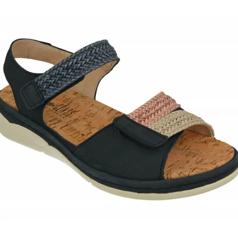 Comfort Class Sandalias|Sandalia De Con Tiras Trenzadas Combinadas Con Nobuck De Ajuste De Velcro Y Planta De Descanso Extraible