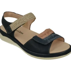 Comfort Class Sandalias|Sandalia De Con Tiras Trenzadas Combinadas Con Nobuck De Ajuste De Velcro Y Planta De Descanso Extraible