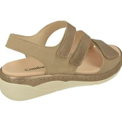 Comfort Class Sandalias|Sandalia De De Triple Tira De Velcro Cruzada En Piel Nobuck Nacarada Con Piso De Cuna Y Planta De Descanso