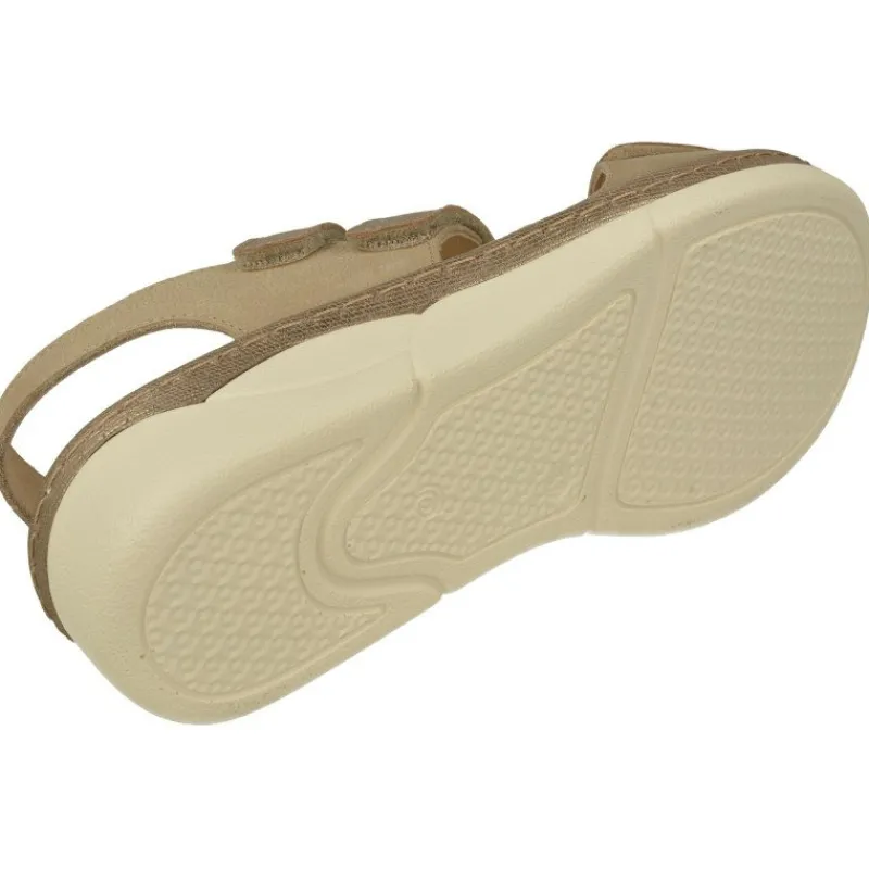 Comfort Class Sandalias|Sandalia De De Triple Tira De Velcro Cruzada En Piel Nobuck Nacarada Con Piso De Cuna Y Planta De Descanso