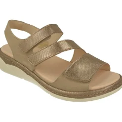 Comfort Class Sandalias|Sandalia De De Triple Tira De Velcro Cruzada En Piel Nobuck Nacarada Con Piso De Cuna Y Planta De Descanso