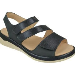 Comfort Class Sandalias|Sandalia De De Triple Tira De Velcro Cruzada En Piel Nobuck Nacarada Con Piso De Cuna Y Planta De Descanso