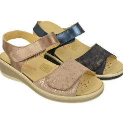 Doctor Cutillas Sandalias|Sandalia De En Piel Metalizada Con Doble Tira De Velcro Y Pala Grabada. Planta Extraible Y Cuna Al Tono
