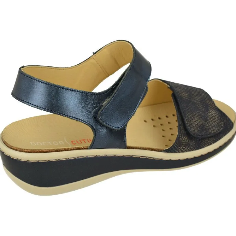 Doctor Cutillas Sandalias|Sandalia De En Piel Metalizada Con Doble Tira De Velcro Y Pala Grabada. Planta Extraible Y Cuna Al Tono