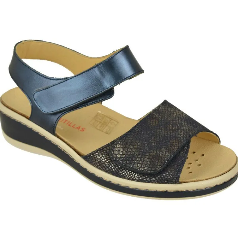 Doctor Cutillas Sandalias|Sandalia De En Piel Metalizada Con Doble Tira De Velcro Y Pala Grabada. Planta Extraible Y Cuna Al Tono