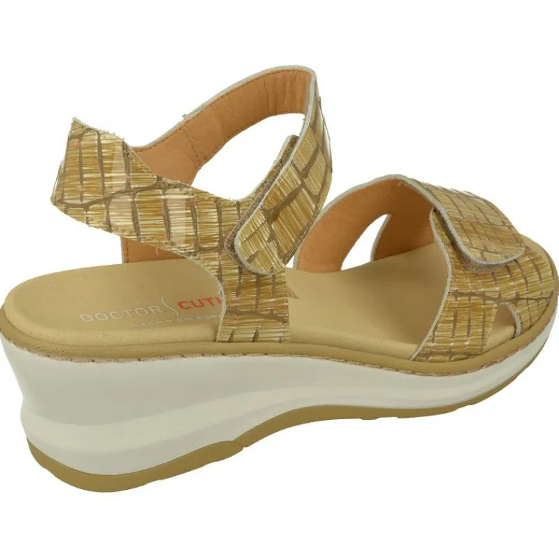 Doctor Cutillas Sandalias|Sandalia De En Piel Charol Grabada Con Doble Tira De Velcro Ajustable Y Con Plantilla Anatomica Movible.