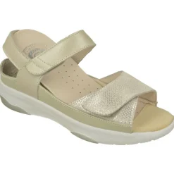 G Comfort Sandalias|Sandalia De Con Doble Tira De Velcro Ajustable En Piel Metal Especial Plantillas Con Piso Aligerado