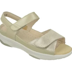 G Comfort Sandalias|Sandalia De Con Doble Tira De Velcro Ajustable En Piel Metal Especial Plantillas Con Piso Aligerado
